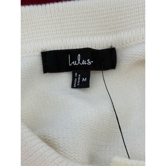Lulus “Stellar Cutie” Ivory and Red Striped Collared Sweater Mini Dress – Medium - Picture 7 of 10